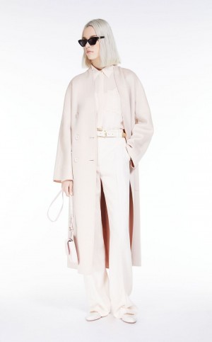 Płaszcze Max Mara Double-breasted Wełna And Cashmere Głęboka Różowe | MMR593845