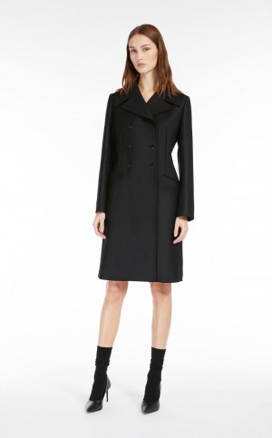 Płaszcze Max Mara Double-breasted Wełna-blend Czarne | MMR593838