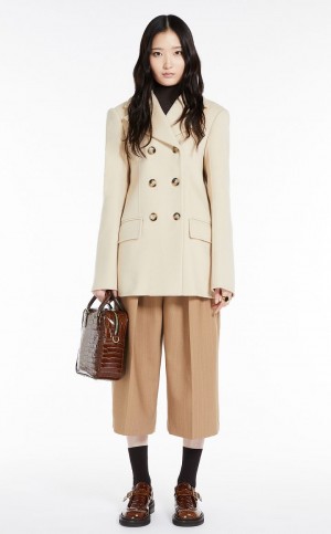 Płaszcze Max Mara Double-faced Woollen Cloth Pea Białe | MMR593836