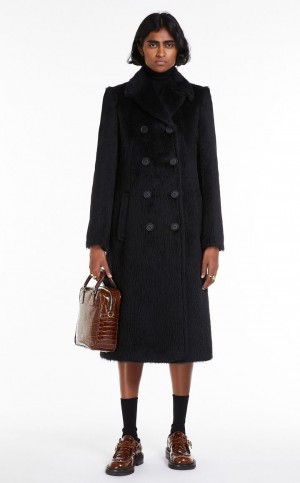 Płaszcze Max Mara Fitted-waist Alpaca Czarne | MMR593837
