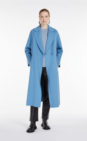 Płaszcze Max Mara Flared Wełna Głęboka Niebieskie | MMR593846