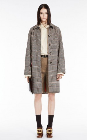 Płaszcze Max Mara Glen Plaid Duster Brązowe | MMR593833