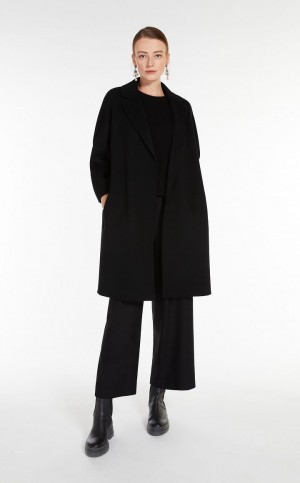 Płaszcze Max Mara Krótkie Wełna Czarne | MMR593926