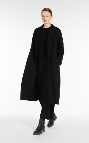 Płaszcze Max Mara Long Wełna Czarne | MMR593924