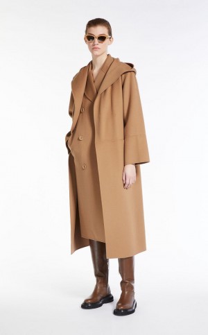 Płaszcze Max Mara Long Wełna Gilet Brązowe | MMR593859
