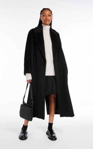 Płaszcze Max Mara Oversized Alpaca And Wełna Czarne | MMR593841