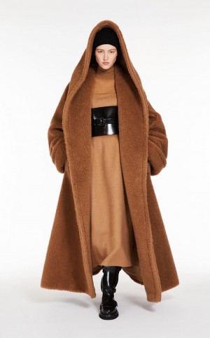 Płaszcze Max Mara Oversized Teddy Wrap Brązowe | MMR593828