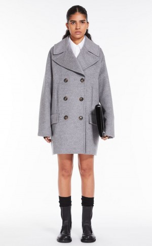 Płaszcze Max Mara Oversized Wełna Pea Brązowe Szare | MMR593831