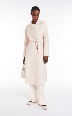 Płaszcze Max Mara Wełna And Cashmere Robe Głęboka Różowe | MMR593884