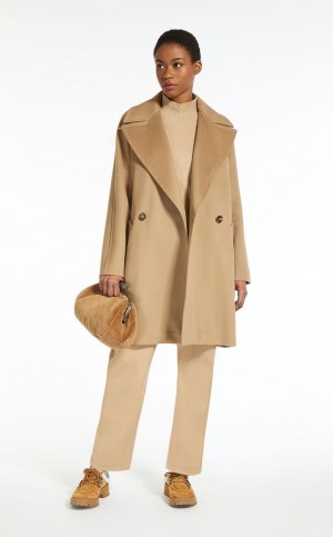 Płaszcze Max Mara Wełna Broadcloth Brązowe | MMR593860