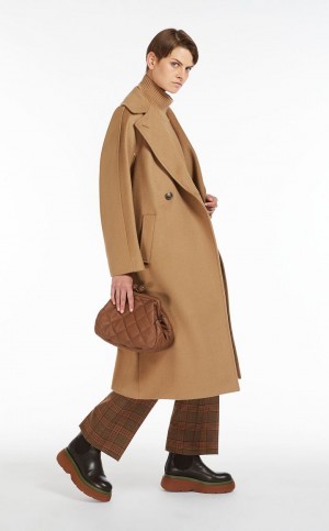Płaszcze Max Mara Wełna Broadcloth Brązowe | MMR593914