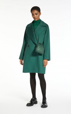 Płaszcze Max Mara Wełna Broadcloth Zielone | MMR593919