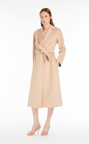 Płaszcze Max Mara Wełna Robe Beżowe | MMR593874