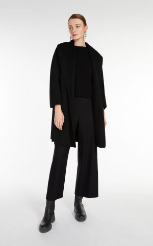 Płaszcze Max Mara Wełna Robe Czarne | MMR593927
