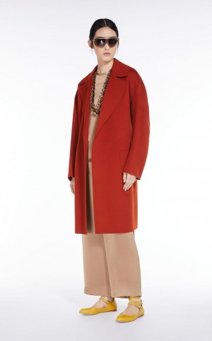 Płaszcze Max Mara Wełna Robe Pomarańczowe | MMR593861