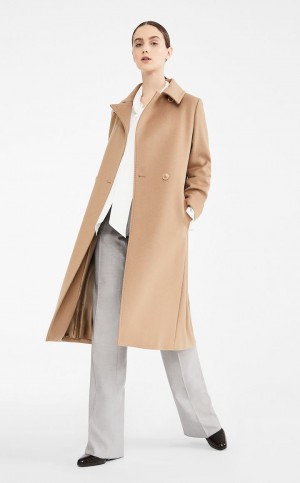 Płaszcze Max Mara Wełna Robe-style Brązowe | MMR593896