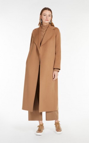 Płaszcze Max Mara Wełna Robe-style Brązowe | MMR593902