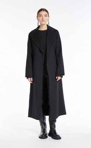 Płaszcze Max Mara Wełna Robe-style Ciemny Szare | MMR593906