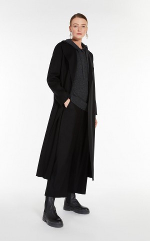 Płaszcze Max Mara Wełna Robe-style Czarne | MMR593863