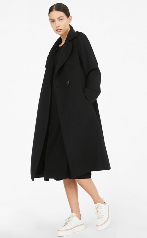 Płaszcze Max Mara Wełna Robe-style Czarne | MMR593910