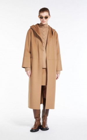 Płaszcze Max Mara Wełna Zakapturzony Brązowe | MMR593930