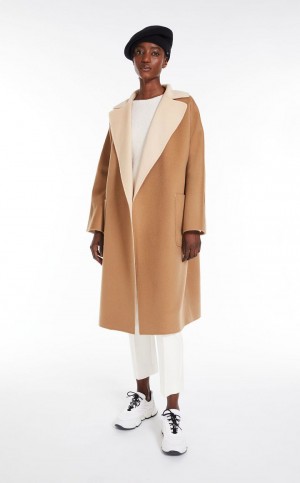 Płaszcze Max Mara Wrap In Wełna Brązowe | MMR593940