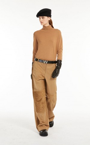 Portki Max Mara Bawełniane Gabardine Brązowe | MMR593796