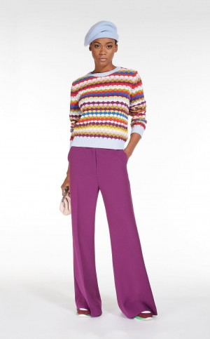 Portki Max Mara Bell Bottom In Cady Fuksja | MMR593753