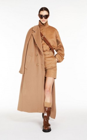 Portki Max Mara Camel Colour Shorts Brązowe | MMR593737