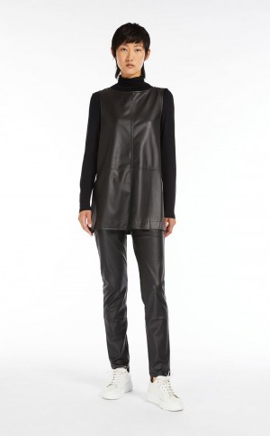Portki Max Mara Coated Jersey Leggings Czarne | MMR593804