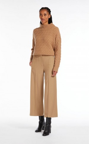 Portki Max Mara Cropped Wełna Brązowe | MMR593787