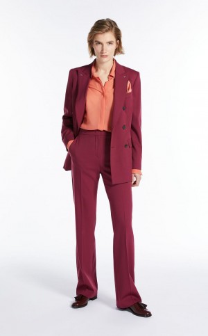 Portki Max Mara Flared In Wełna Różowe | MMR593825