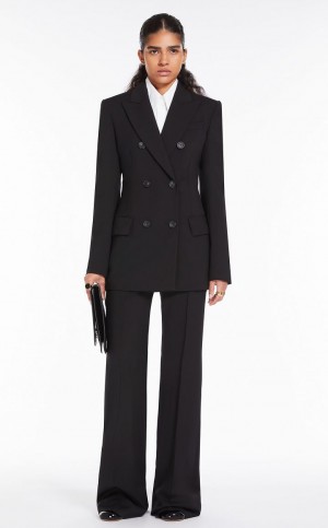 Portki Max Mara Flared Pure Wełna Czarne | MMR593752