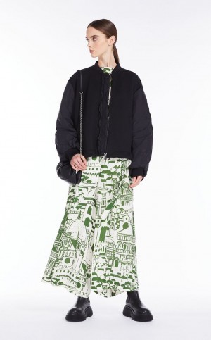 Portki Max Mara Flowing In Printed Georgette Zielone | MMR593792
