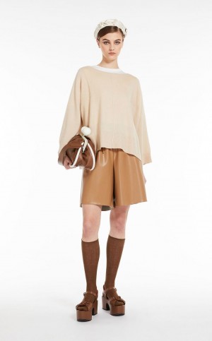 Portki Max Mara Loose-fit Shorts With Drawstring Brązowe | MMR593755