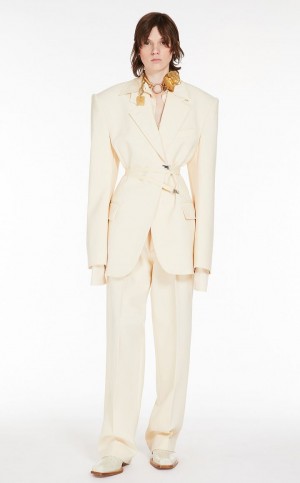 Portki Max Mara Low-rise Boyfriend Białe | MMR593768