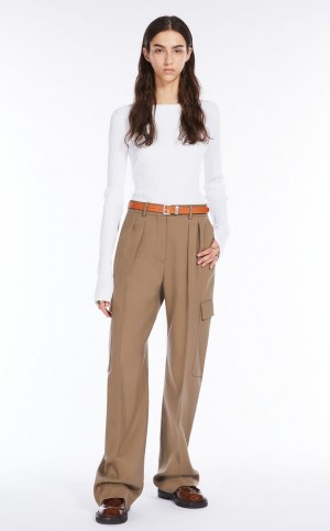 Portki Max Mara Low-rise Cargo Beżowe | MMR593779