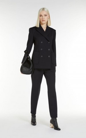 Portki Max Mara Scuba Jersey Czarne | MMR593808
