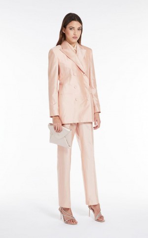 Portki Max Mara Silk Shantung Głęboka Różowe | MMR593823