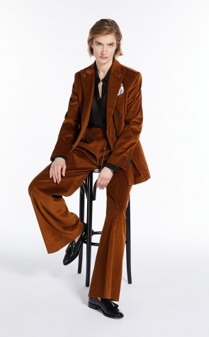 Portki Max Mara Soft Velvet And Cashmere Pomarańczowe | MMR593797