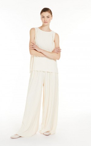 Portki Max Mara Szerokie-fit Pofałdowany Jersey Białe | MMR593799