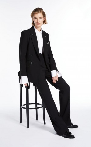 Portki Max Mara Tailored Wełna Crêpe Czarne | MMR593822
