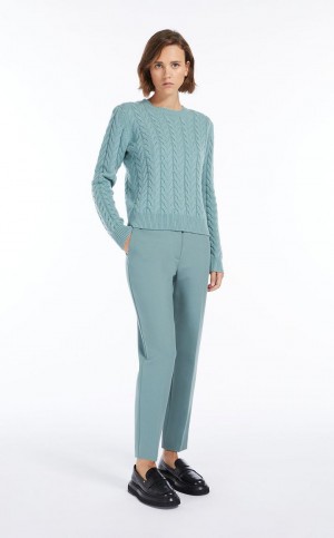 Portki Max Mara Viscose Jersey Oliwkowe Zielone | MMR593777