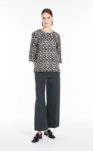 Portki Max Mara Washed Gabardine Ciemny Zielone | MMR593754