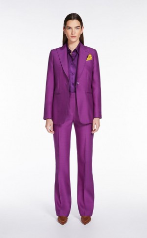 Portki Max Mara Wełna And Silk Double-fabric Fioletowe | MMR593745
