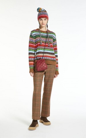 Portki Max Mara Wełna Twill Brązowe | MMR593812