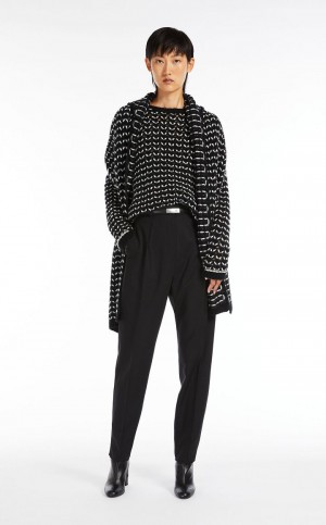 Portki Max Mara Wełna Twill Czarne | MMR593790
