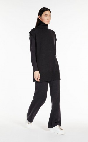 Portki Max Mara Wełna Yarn Ciemny Szare | MMR593791
