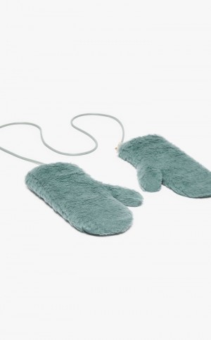 Rękawiczki Max Mara Mittens In Teddy Fabric Oliwkowe Zielone | MMR594227
