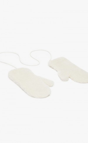 Rękawiczki Max Mara Mittens In Teddy Fabric Białe | MMR594229